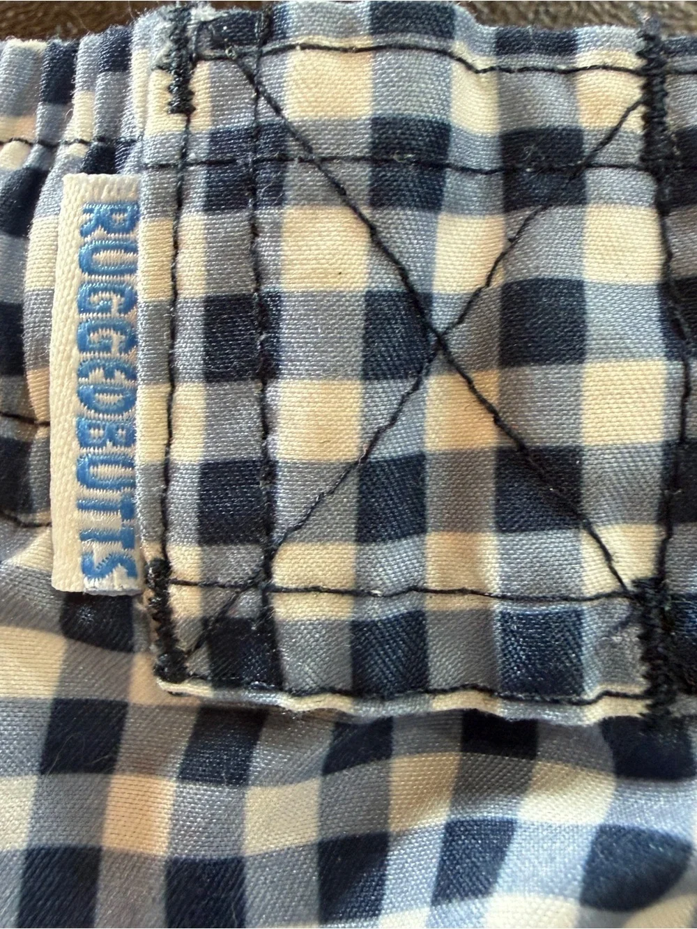 RuggedButts Navy Blue and White Gingham Swim Trunks Sz 3T